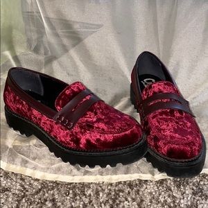 Maroon Velvet Loafers